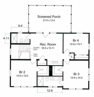 The second floor of this large 2545 sq. ft. home, consisting of 3 bedrooms, 2 baths, an extra-large recreation room of over 200 sq. ft., leading out to the open screened porch provides plenty of room for everyone in the family.